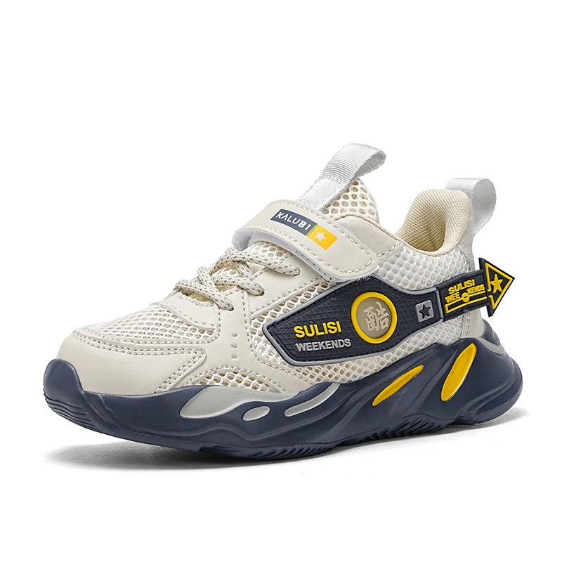 Boys' shoes summer new single-mesh breathable casual sports shoes medium and large children soft-soled lightweight running shoes boys