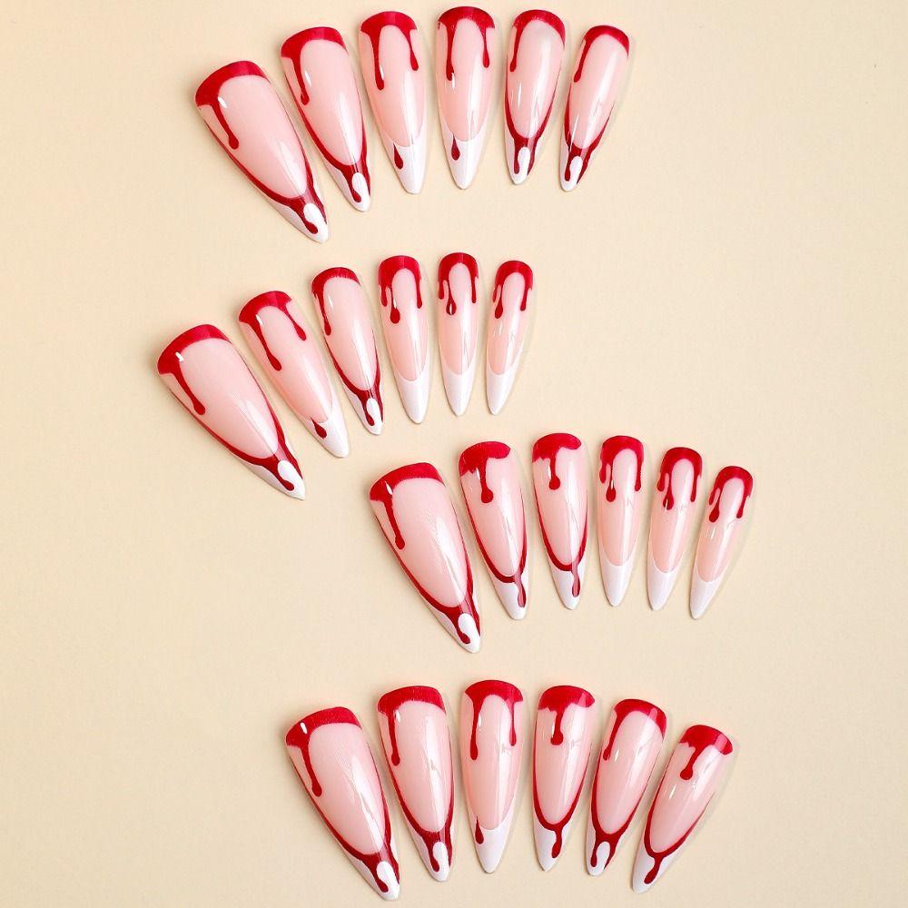 Long Length Halloween False Nail Wearable Manicure Press on Nails Detachable Nail Tips  Girl
