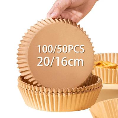 100/50 STÜCKE Einweg-Heißluftfritteusenpapier 16/20CM Ölfest Wasserdicht Heißluftfritteuse Einweg-Hauskochpapier Schalen Backpapier