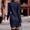 Bodycon Dress O-Neck Cold Resistant Thickened Ladies Elegant Party Solid Color Ribbed Sweater Mini Dress Streetwear