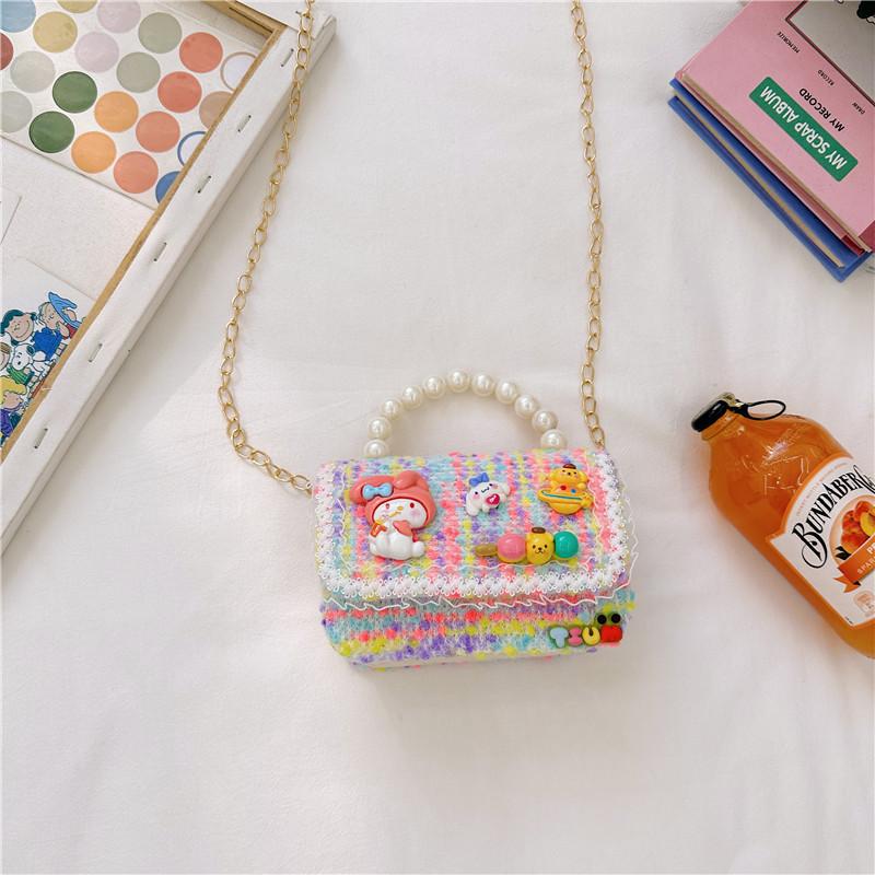 Cute Animal Design Cotton Canvas Handbag For Girls With Creative Chain Strap