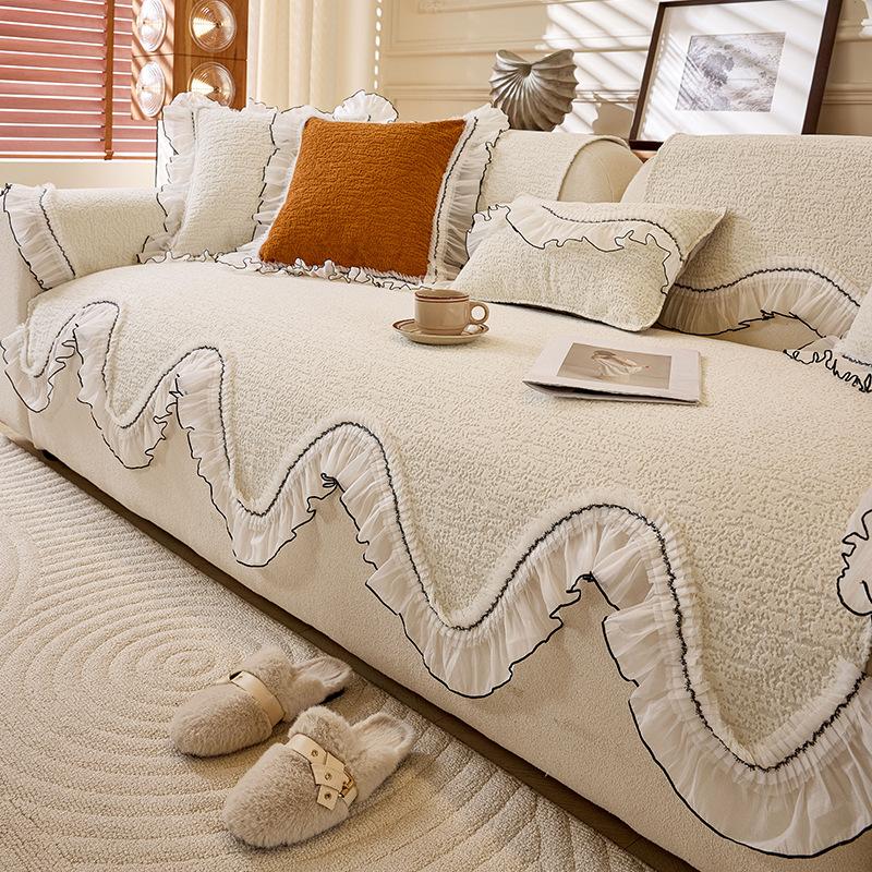 

French Retro Special-Shaped Sofa Cushion Cover New Four-Season Universal Seat Cushion Cover Fixed Seat Cushion 70*70cm