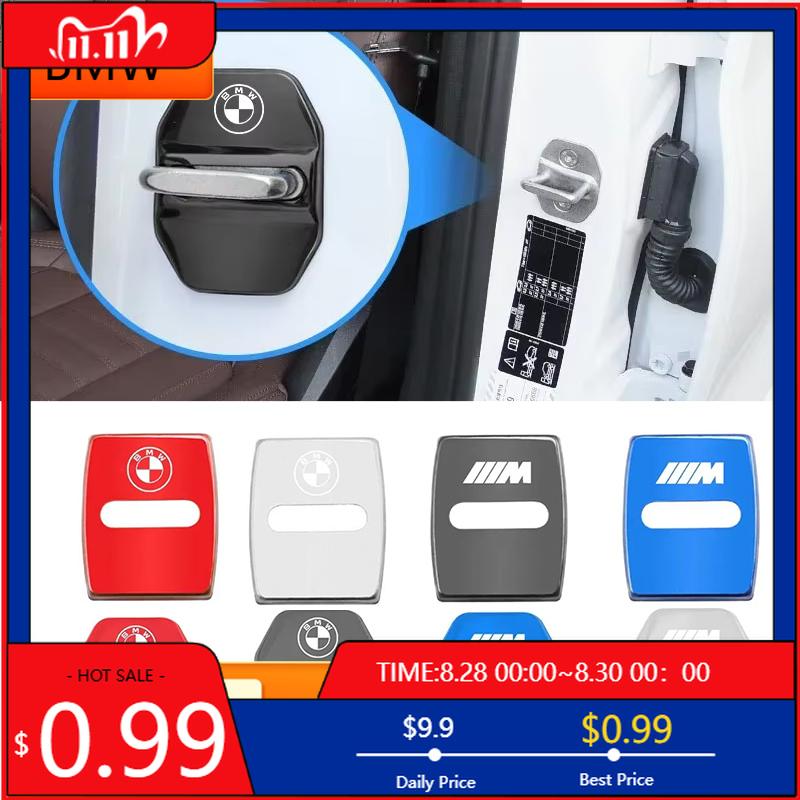 BAGV1 Car Sticker 4Pcs Titanium Alloy Car Door Lock Protective Cover For BMW E46 E90 E60 F30 F10 E39 E36 F20 G20 G30 E92 E87 E91 X5 E7