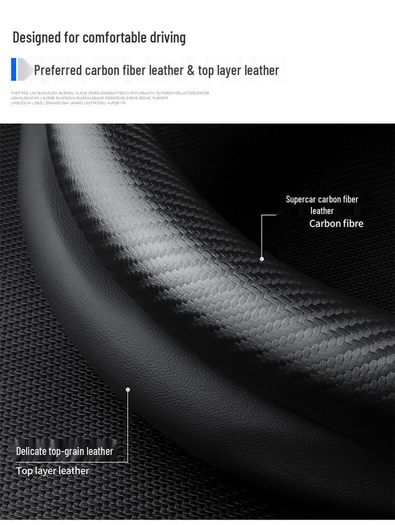 Changan Kuayue D5 Leather & Carbon Fiber Steering Wheel Cover, No-Sew Design