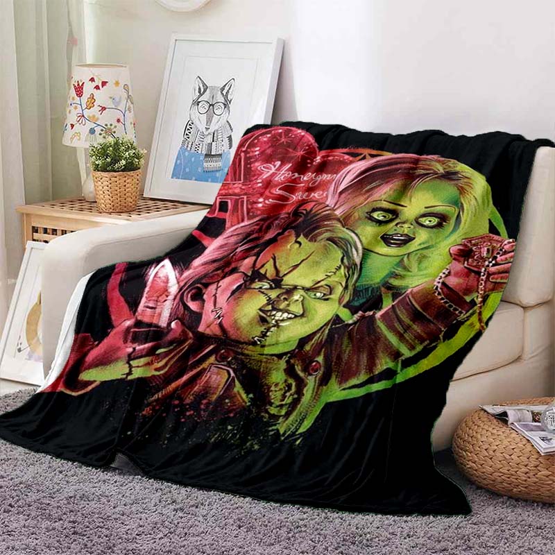 Chucky Child's Play Horror Movie Print Flannel Blanket Cozy Warm Throw Bedroom Sofa Birthday Present Indoor Home Holiday Decor