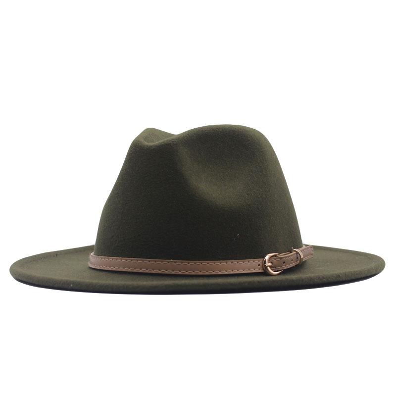 European and American style spring and autumn winter imitation felt big brim hat British retro woolen top hat men's and women's travel Panama jazz hat