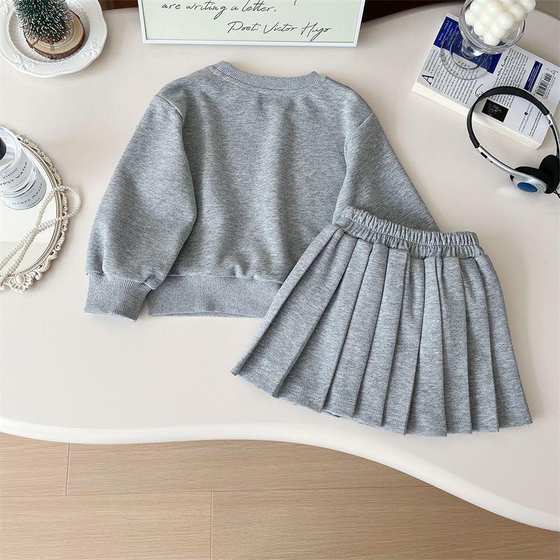 Girls' 2-Piece Sportswear Set: Spring/Autumn 2025 Long-Sleeve Sweatshirt & Skirt