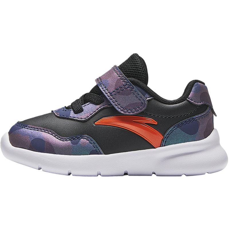 Anta Kids Lightweight Breathable Anti-Kick Low-Top Walking Shoes Baby Shoes Black Multicolor A12430006-5