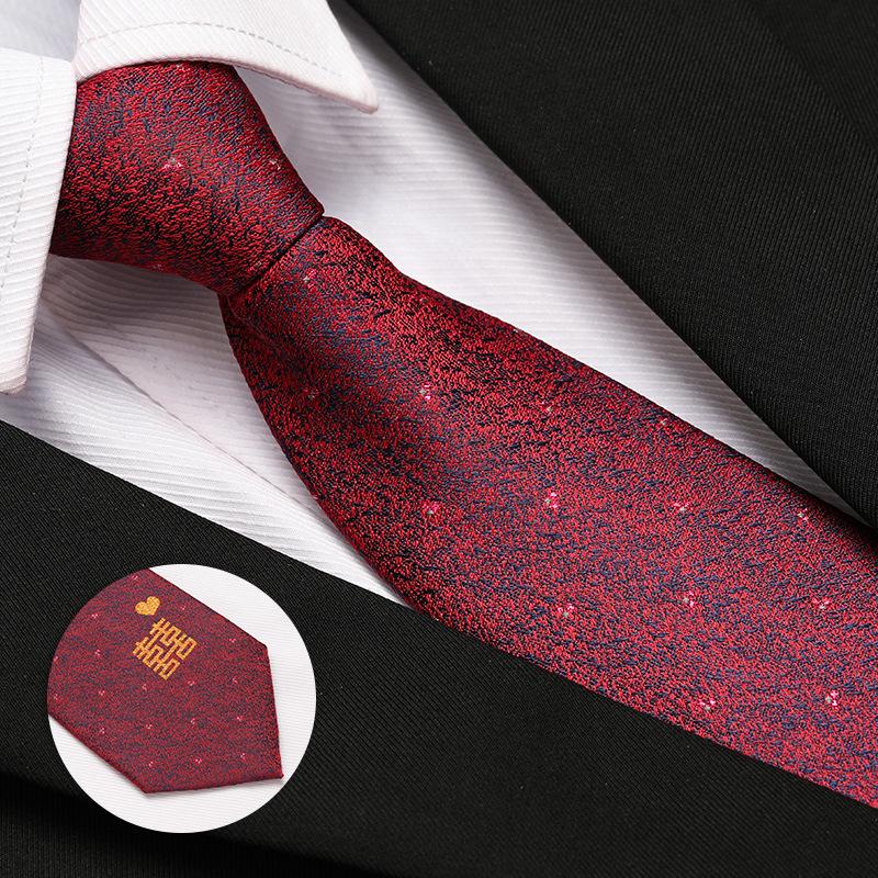 Men'S Formal Wedding Business Tie 8Cm Groom Wedding Banquet Burgundy Tie Hand Zipper Men And Women