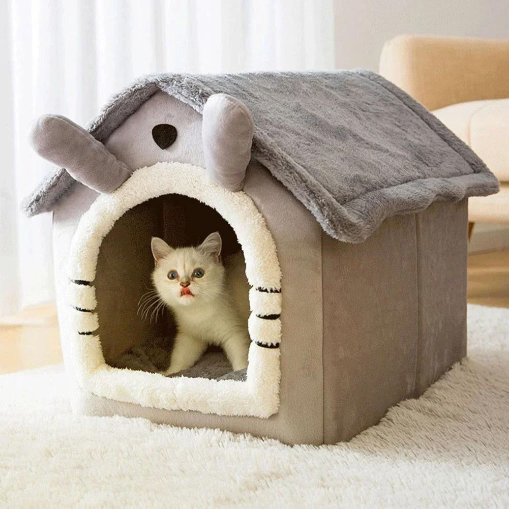Cute Cusion Kennels PP Cotton Fluffy Dogs Room Half-Closed Puppy Sleeping Nest Foldable Home Puppy Pet Products