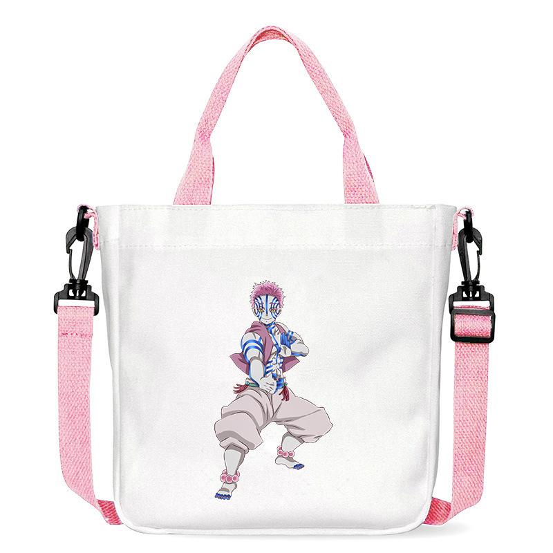 Japan Cartoon Comics Akaza Demon Slayer Print Canvas Shoulder Bag Women's Commuter Bag Handbag 7553