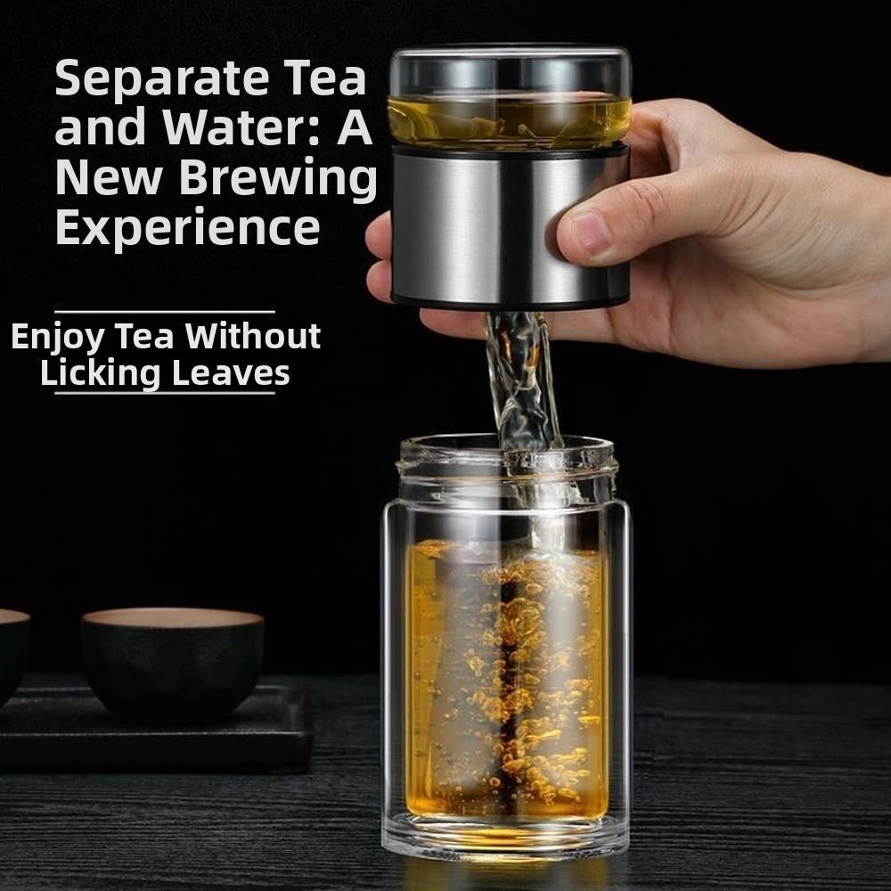 Borosilicate Glass 500ML Tea Bottle 304 Stainless Steel Handhold Portable Bottle School