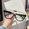 Large Framed One-piece Sunglasses Half Frame Brown UV400 Transparent Glasses Sports Street Photo Mask