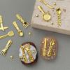 12 Grids/Box Mix Metal Small Fork Spoon Nail Charms Gold Silver Nail Accessories Tableware Series Fork Nail Accessories Parts