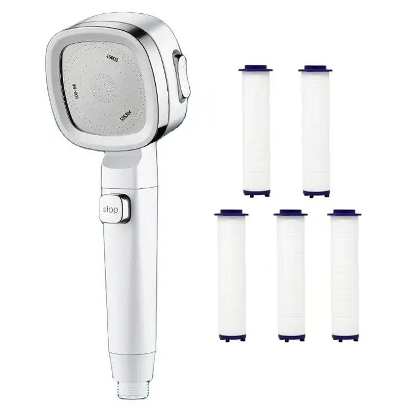 New 4 Mode High Pressure Shower Head With Switch On Off Button Sprayer Water Saving Adjustable Shower Nozzle Filter For Bathroom