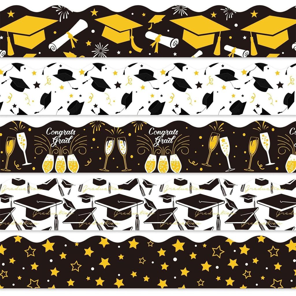 Bulletin Board Border Decals Scalloped Edge Decorative Poster Board Sticker for Classroom and Office School Decoration