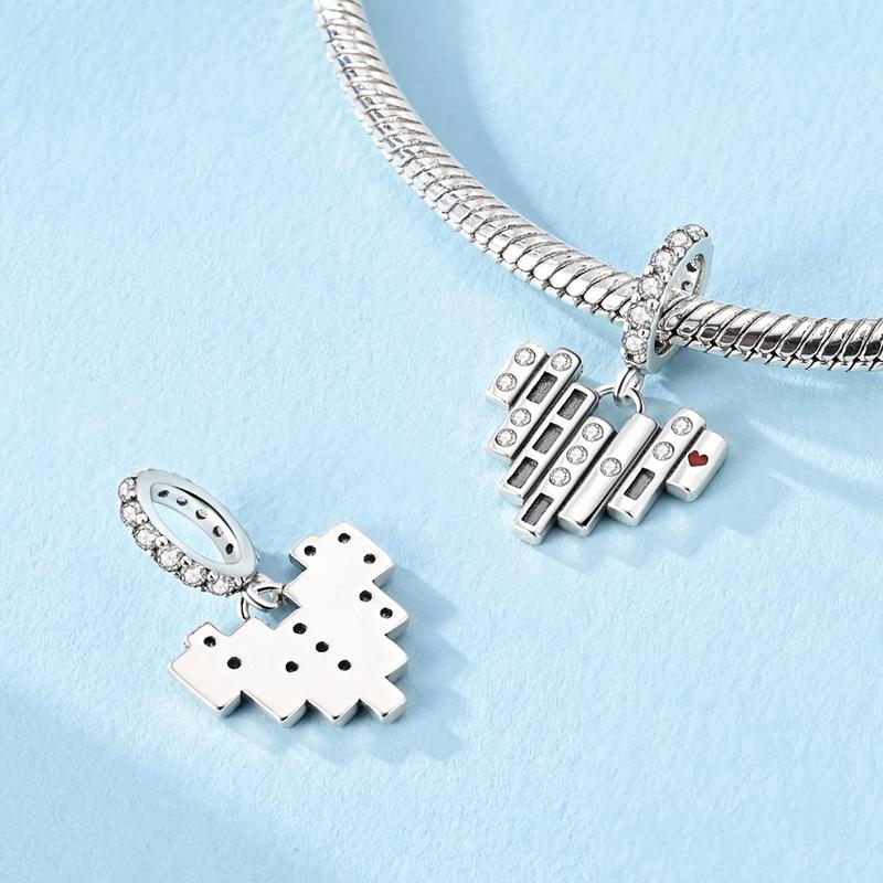 925 Silver Gold Ballet Shoes Bow Angel Heart Cross Charm Beads for Bracelet Bangle Pendant Women Jewelry