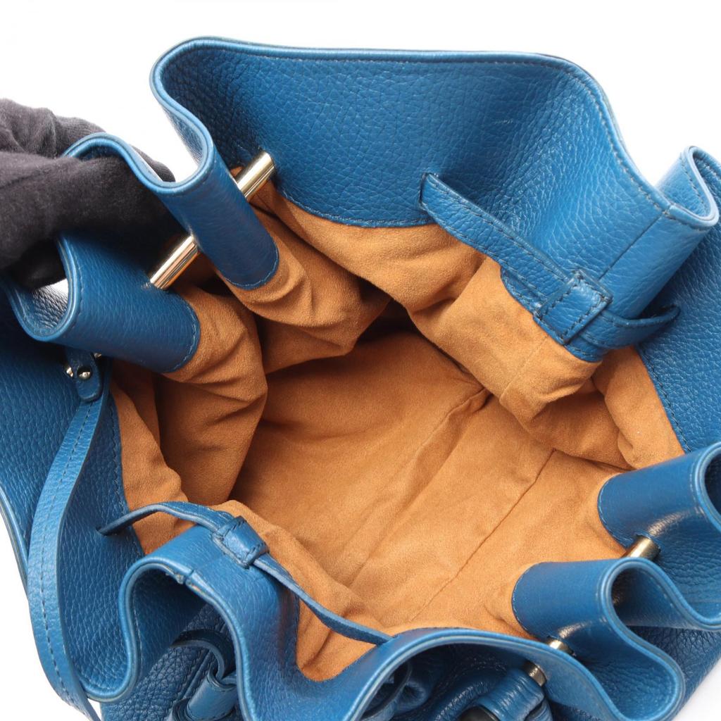 Used MCM Shoulder Bag Leather Blue Used Women