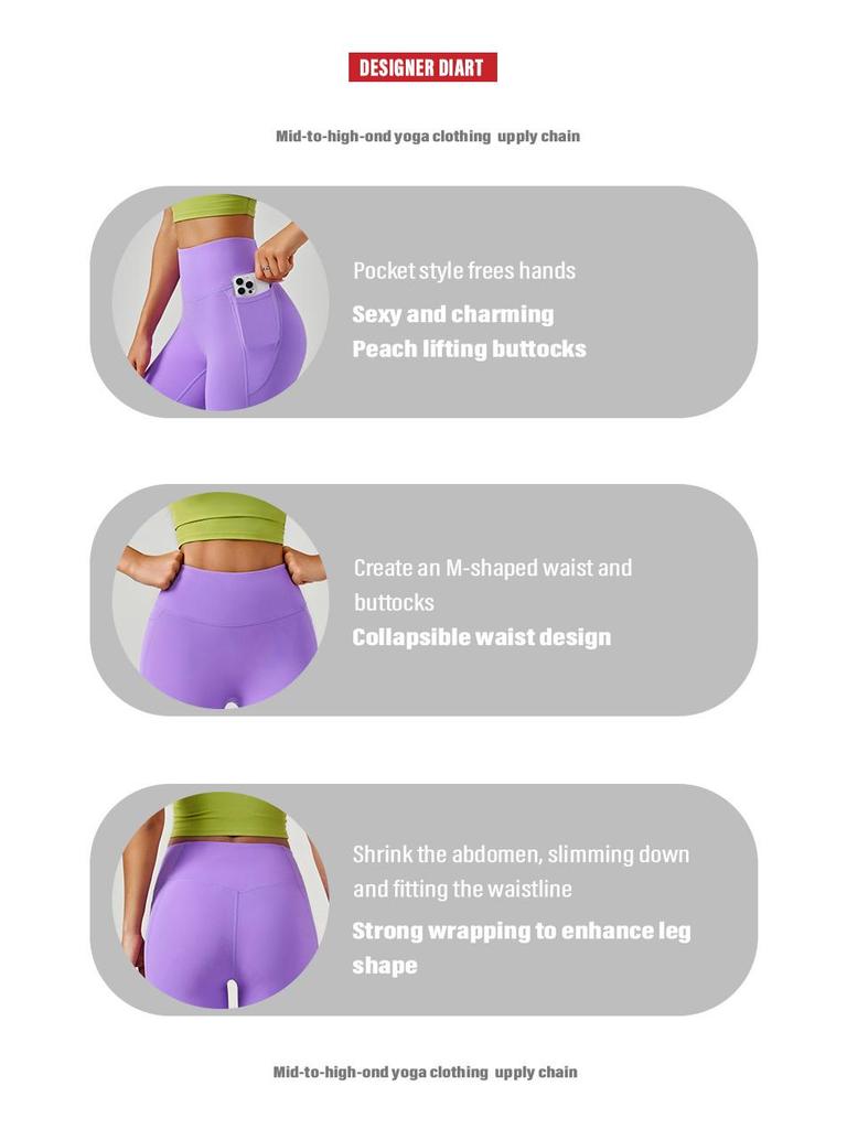 2025 Cloud Feel High Waist Yoga Pants for Women: Brushed Fabric, No Visible Lines, Pocket Design, Peach Lift, Full Length