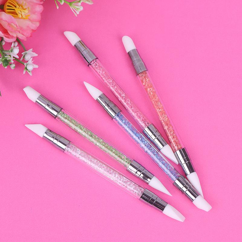 5 szt. Pióro do zdobienia paznokci Dwugłowe Silikonowe Pióro do Rzeźbienia Kwiatów Regulowany Klej w Sztyfcie Pióro do Embossingu Pędzel do Zdobienia Paznokci Każde Narzędzie Domowe