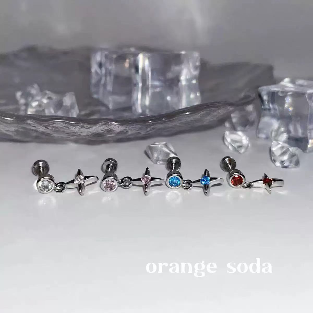 

Cross star drill pendant, earbone studs, cochlear earrings, earrings, ear care, titanium steel, non-allergic ear care, ear hole earrings, female 2026