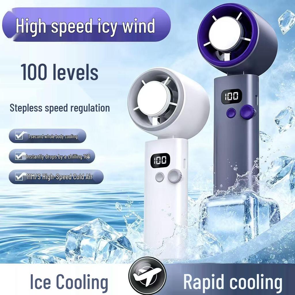 New Cross-border Handheld Ice Pack with Brushless Motor, USB Fan, Ultra-light Design, & Strong Wind