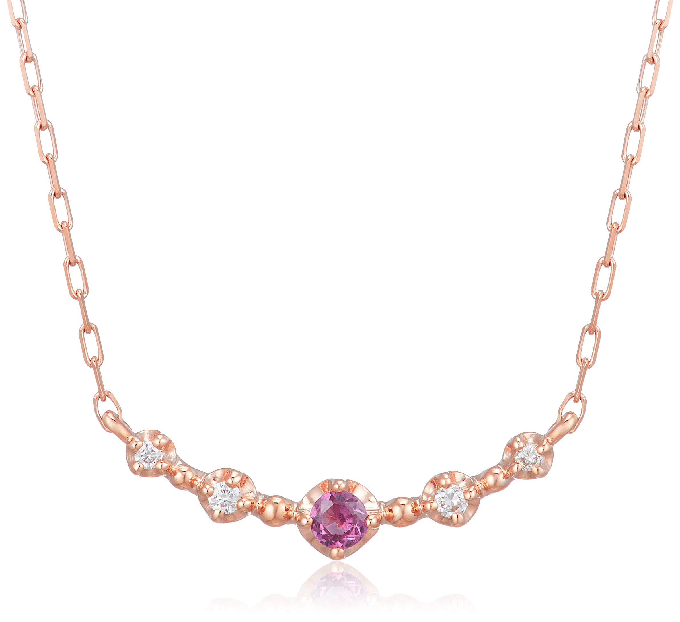 

K10 Pink Gold Necklace [Yondo Sea] 4℃ [January Birthstone] 11181-612-3101-00-00 Women s