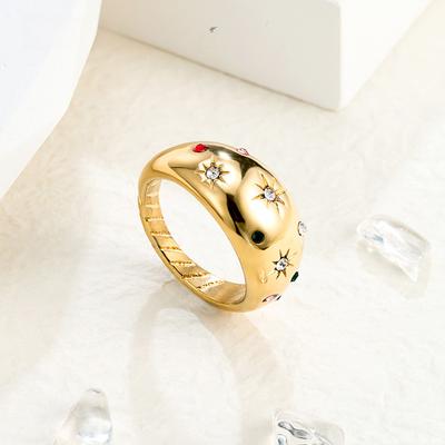 Dome Stone Diamond Star Ring Stainless Steel Plated High-end Ring Women's Niche Light Luxury Accessories