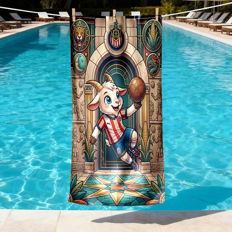 Club Deportivo Guadalajara Print Beach Towel Design, Soft, Lightweight. for Home Bathroom, Spa, Pool, Yoga, Surfing, Camping, Gift for Family, Friend