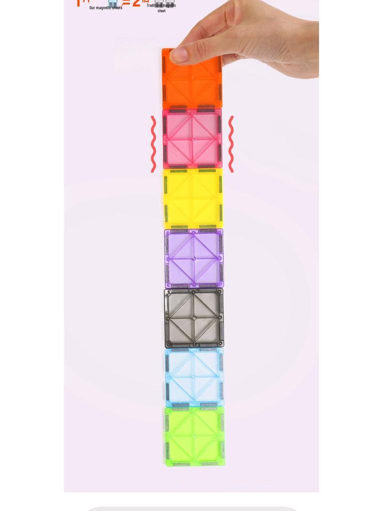 Yuelebo Magnetic Building Blocks: City Traffic & Architecture Set with Crane and Stained Glass Tiles