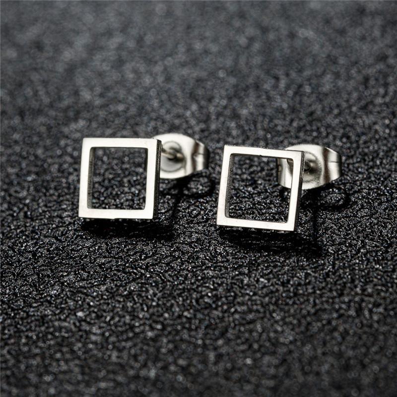 Golden Minimalist Stainless Steel Stud Earrings for Women Circle Hexagon Cross Square Cup Earings Piercing Jewelry Gifts