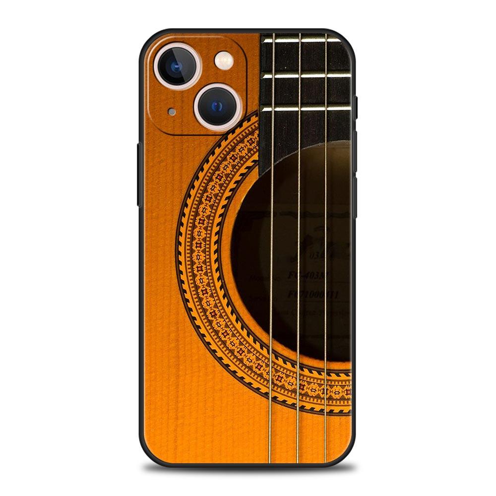 Music Instrument Guitar Piano Luxury Phone Case For iPhone 11 14 15 Pro MAX 12 13 Mini 7 8 Plus X XR XS SE Silicone Cover Funda