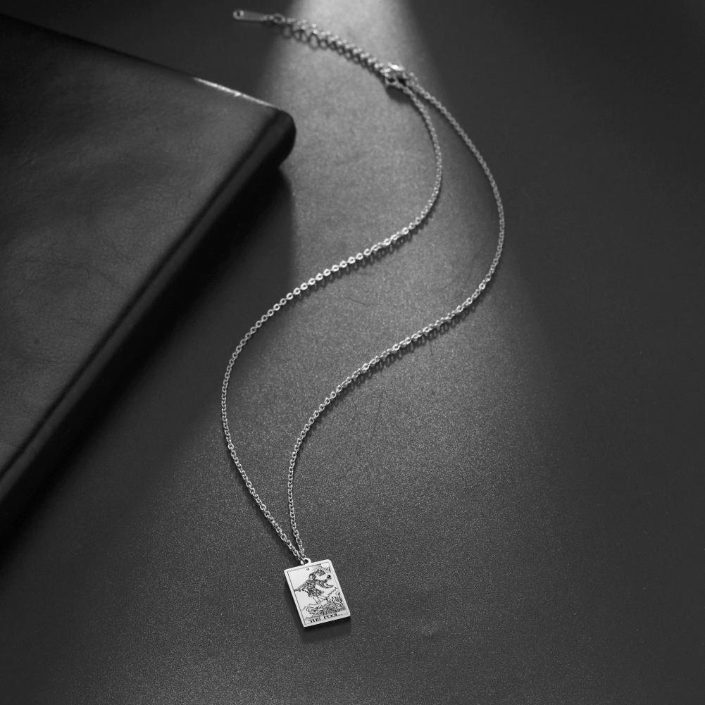 Stainless Steel Cassic Tarot Pendant Necklace Major Cigano Fortune Telling Necklace Star/Moon/Death Symbol Pendant Accessory