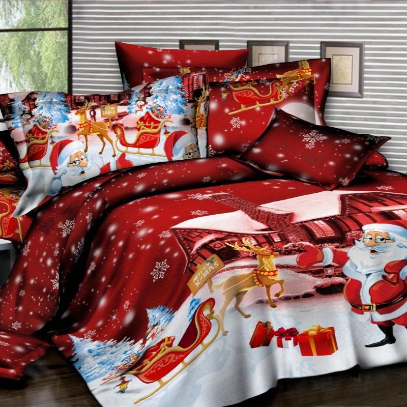 

Постельное белье Санта Клаус Рождественский комплект Пододеяльник с рождественским оленем Рождественский комплект с покрывалом Рождественский декор спальни Гостевая комната Рождественские подарки 90X200cm 2PCS