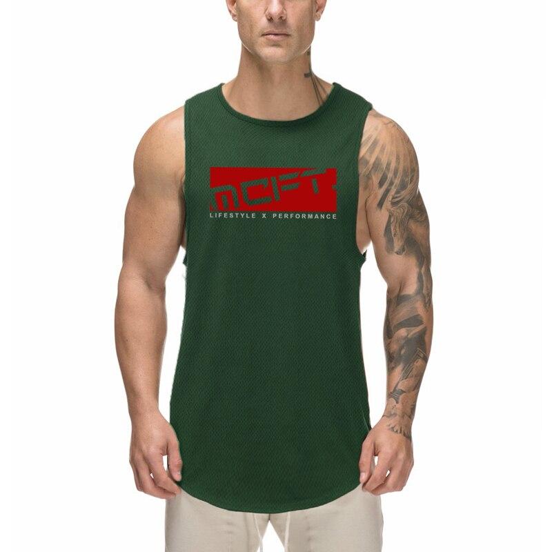 Muscleguys Men's Bodybuilding Clothes Summer Mesh Fitness Exercise Wide-shoulder Quick-dry Sleeveless T-shirts Printed Tank Tops Basketball