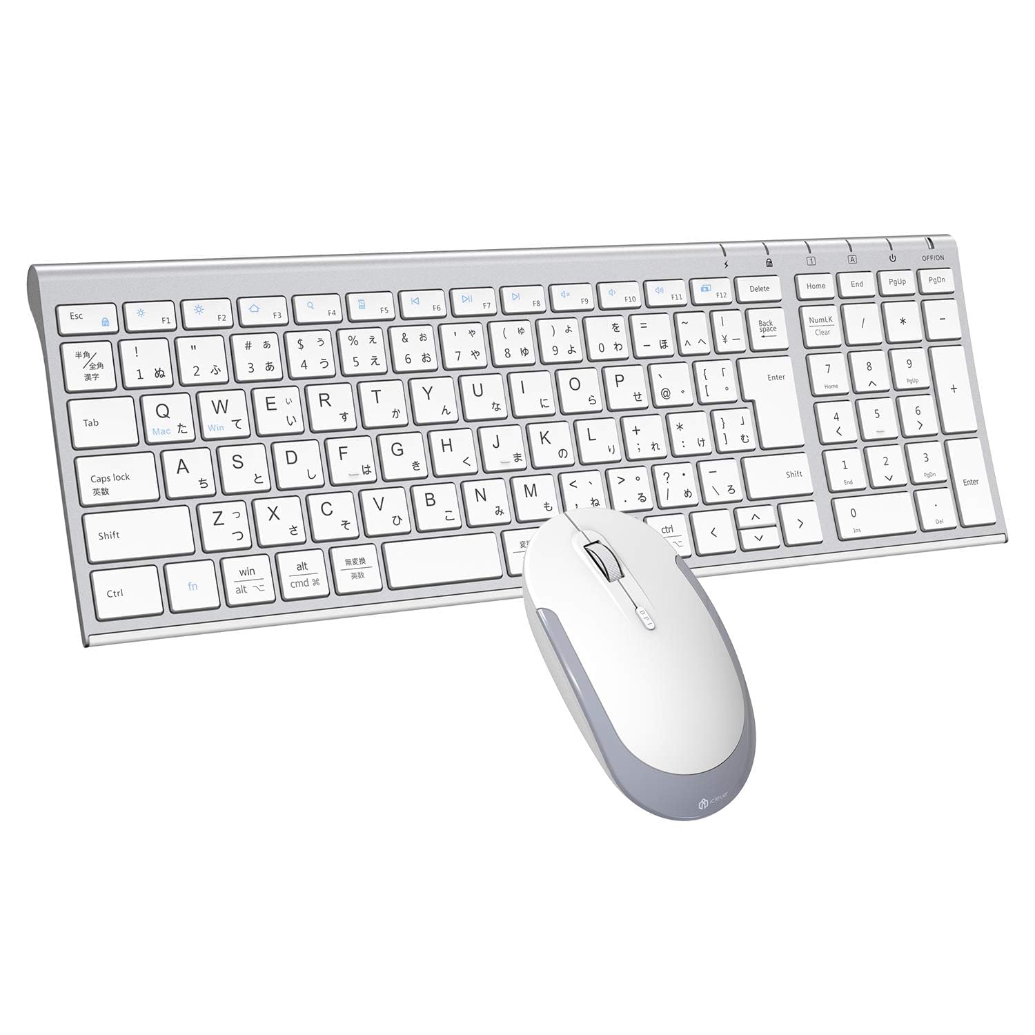 

iClever Keyboard Wireless Keyboard Mouse Japanese Ultra Wireless USB Keyboard Full Numeric Keypad Mouse 3 Level Computer PC Multifunctional Compatible