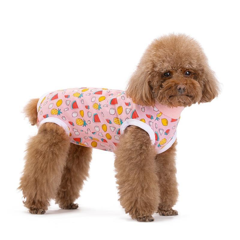 Dog Clothes, Thin Belly Protection Vest, Belly Anti-cool Free Striped Shirt, Back Buttons, Female Dog Sterilization and Weaning