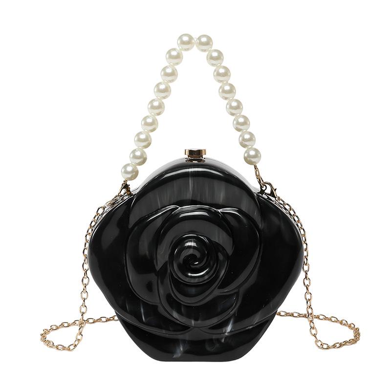 New Fashion Rose Evening Bag - European & American Stylish Box Bag with Coin & Lipstick Holder, Chain Crossbody.