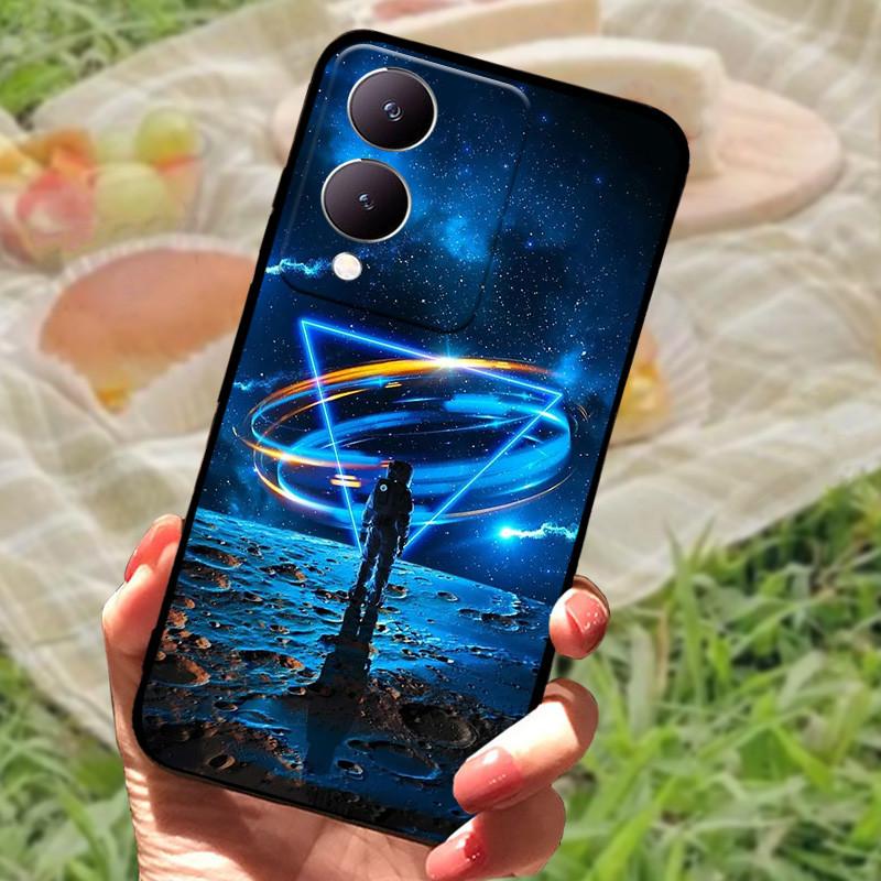 Für Vivo Y17s Hülle Mode Cartoon Schwarz Silikon Weiche Rückseite Hülle Für Vivo Y17s Handyhülle Cover 6,56" Y 17 s Funda Coque