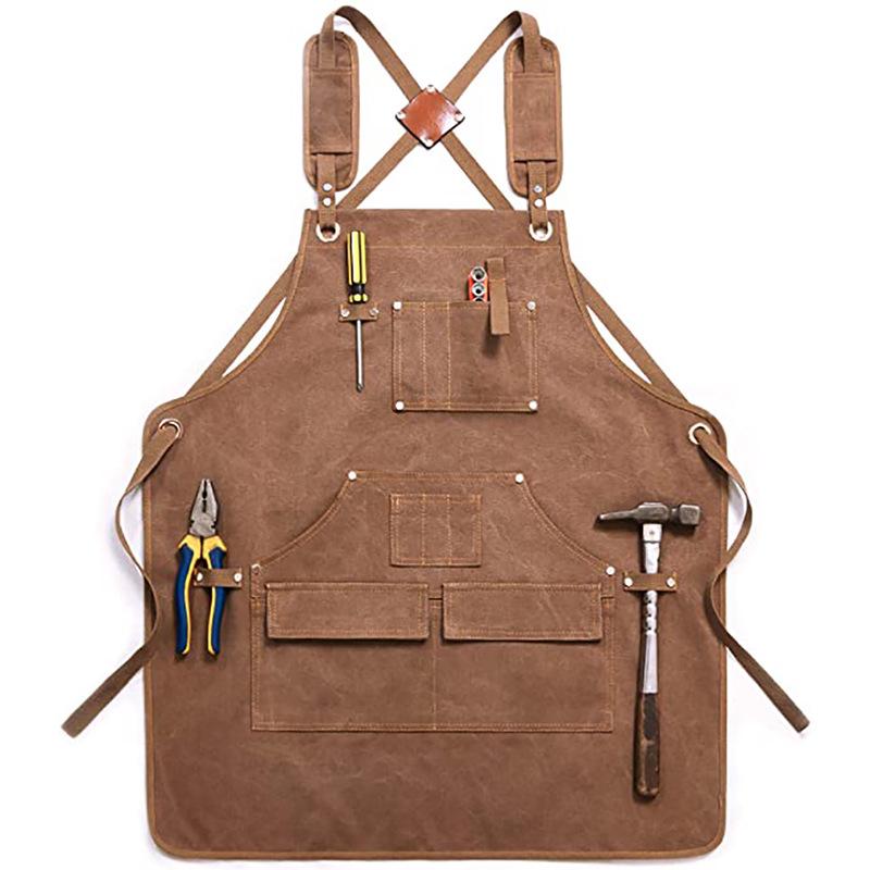 Modern Thick Canvas Apron with Custom Logo for Woodworking, Electrician, and Gardening Tasks