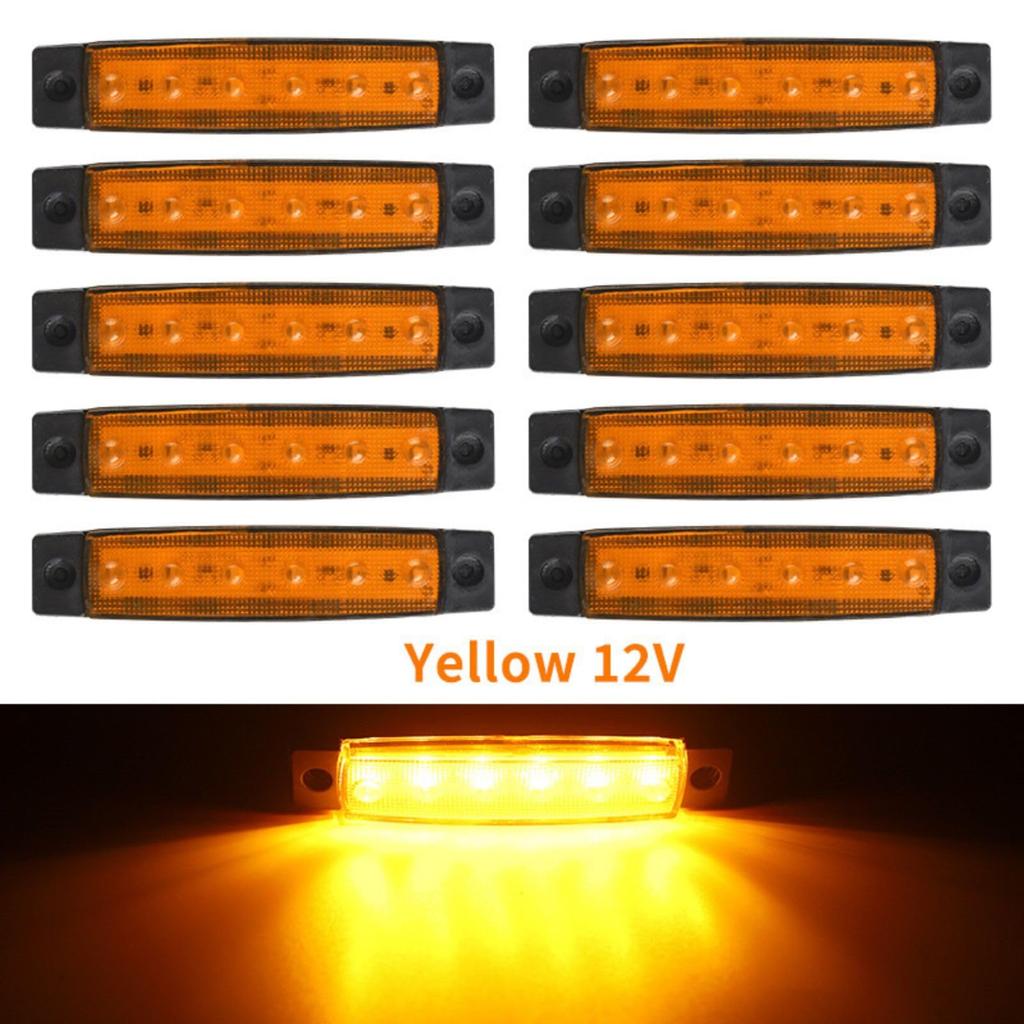 10 Pièces 6 Rangées Camion Remorque Éclairage Un Côté LED Benne Personnalisé Lampe Marqueur Déco Tigre (Jaune)