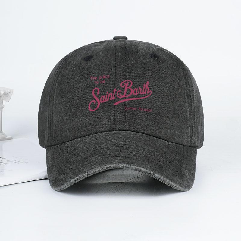 Saint Barth The Place To Be Print Washed Baseball Cap Adjustable Unisex Summer Vacation Sun Hat