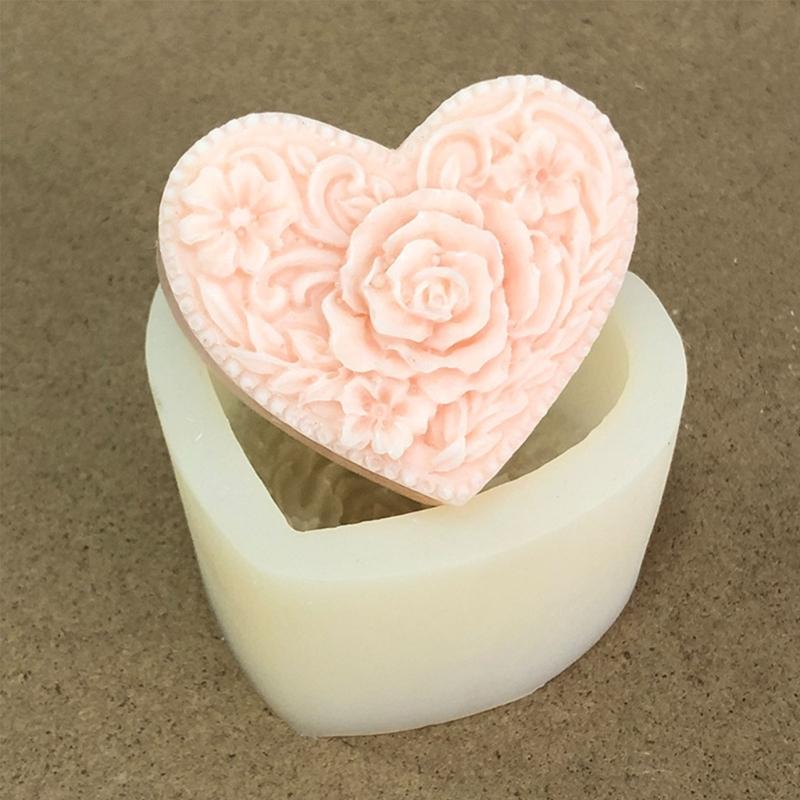 3D Love Heart Rose Silikon Flexibilní potravinářská forma Jílová pryskyřice Keramika Candy Fondant Candy Čokoláda Forma na mýdlo