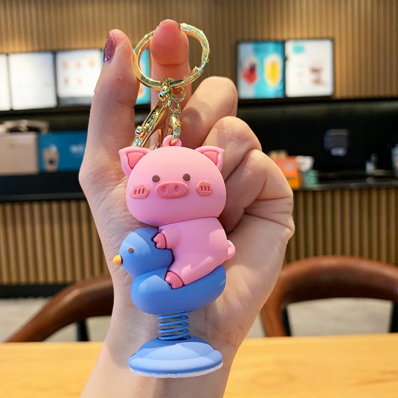 Cartoon Epoxy Animal Shake Series Keychain Cute Creative Couple Keychain Car Ornament Gifts