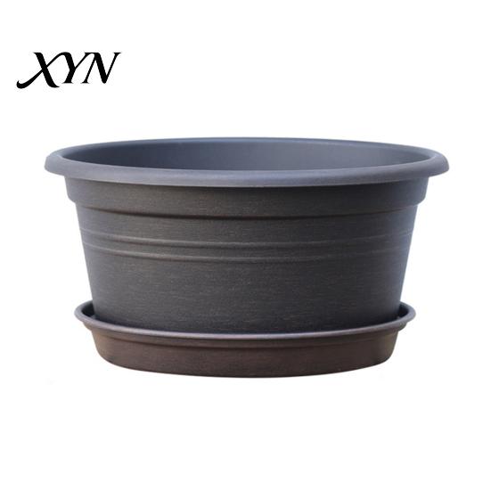 Resin Planters for Bulbs Bulb Plant Pot with Saucer, 10 Inch 13 Wide Flowerpot Decorative Pots Living Room Drainage Holes, Indoor Outdoor Planter