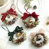 Christmas Bells Door Hanger with Antique Gold Finish for Holiday Decoration Vintage Style Fabric and ABS Materials