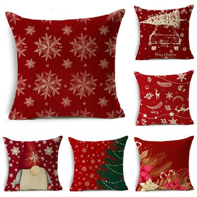 Merry Christmas Throw Pillowcase 40/45/50cm Santa Snowflake Elf Reindeer Red Throw Pillowcase For Sofa Home Decor