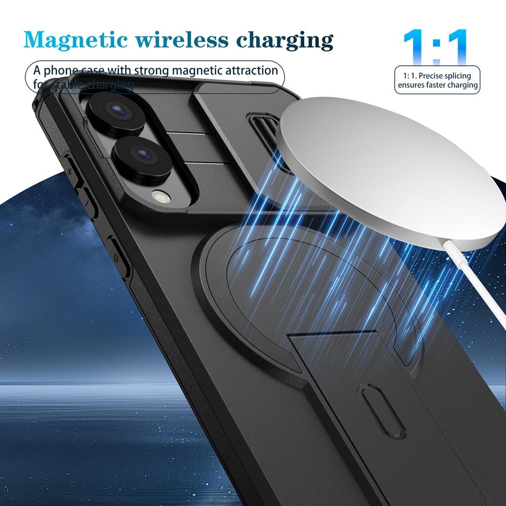 Luksusowe Magnetyczne Etui Armor dla Samsunga Galaxy S25 Edge S26 S24 S23 S22 Plus Ultra FE A15 A26 Pokrowiec ze stojakiem na obiektyw Ładowanie bezprzewodowe