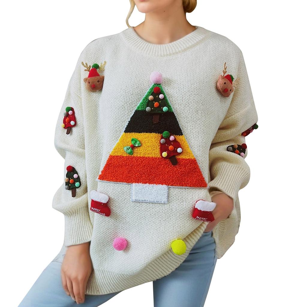Women's Autumn/Winter Fashion Christmas Sweater Round Neck Long Seeve Sweater