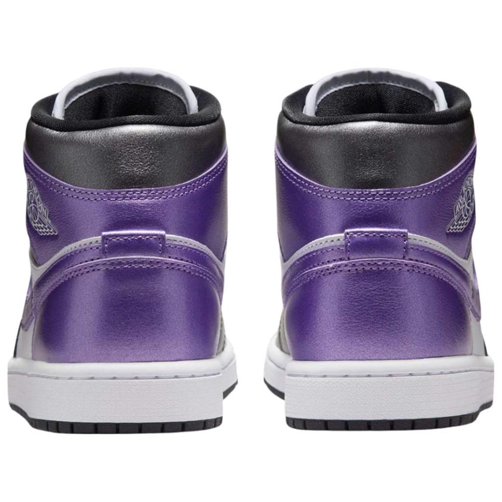 Jordan Air Jordan 1 Slip Resistant Abrasion Resistant Mid top Vintage Basketball Shoes Women's Silver White Purple HJ5911-105